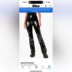 Good American Glossy Black Straight Leg Pants